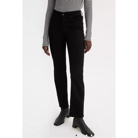 Vintage y2k Levis 512 Sz 6 High Rise Straight Leg Perfectly SLIMMING Jeans Black - Picture 1 of 7